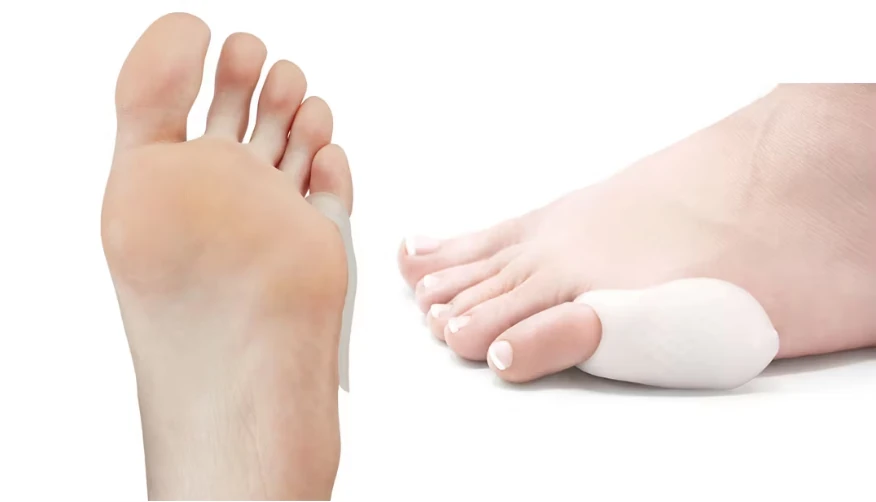 Mjukt silikonskydd som träs över lilltån, istället för tejpning av skräddarknuta